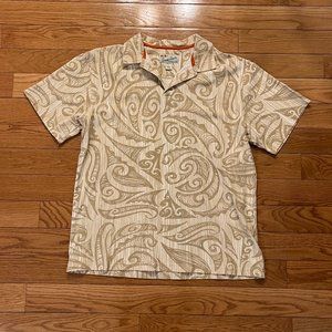 Crazy Shirts Men's Large Vintage Hawaiian Polo Shirt Aztec Geometric Pattern
